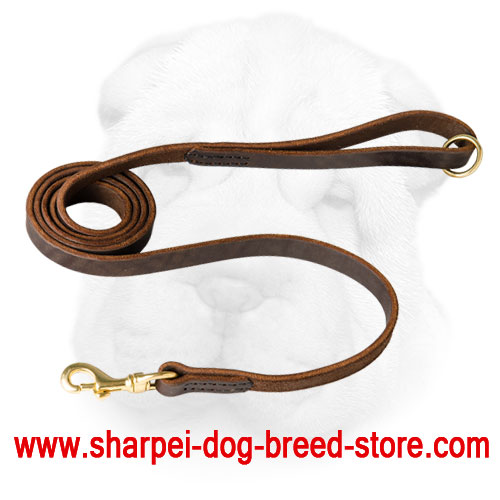 Stylish Genuine Leather Shar Pei Leash