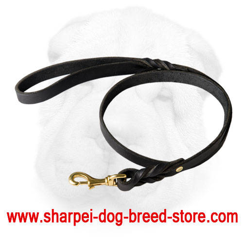 Braided Leather Leash for Shar Pei