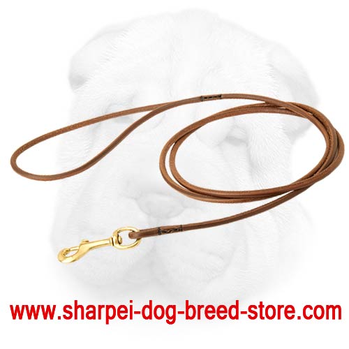 Leather Shar Pei Leash for Special Events