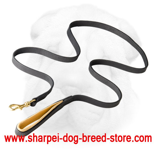 Leather Shar Pei Leash with Nappa Handle