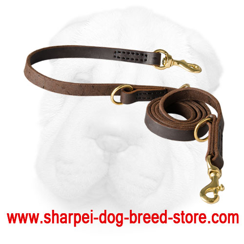 Genuine Leather Multifunctional Shar Pei Leash