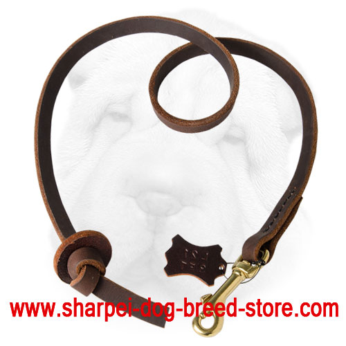 Leather Shar Pei Leash with Knot-Handle
