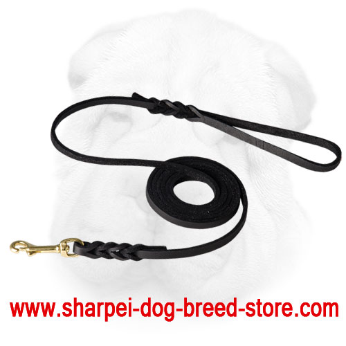 Leather Shar Pei Leash for Dog Shows