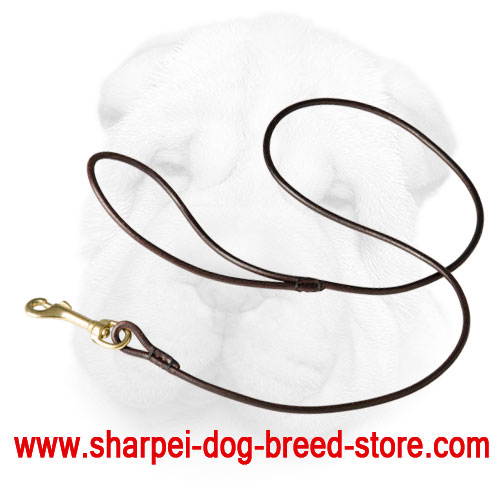 Slim Leather Shar Pei Leash for Dog Show - Click Image to Close