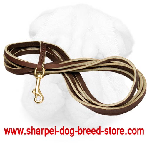 Genuine Leather Shar Pei Leash for Tracking and Walking