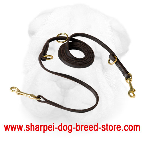 Genuine Leather Shar Pei Multifunctional Leash