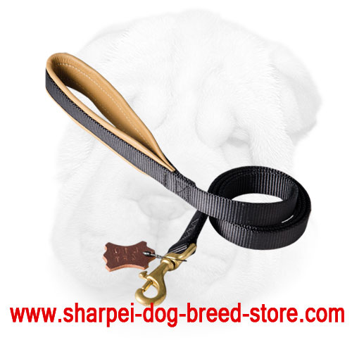 Strong Nylon Shar Pei Leash with Soft Handle