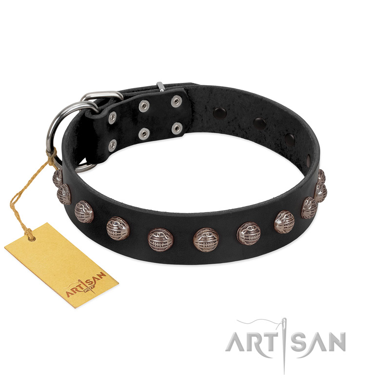 "Bizarre Affection" Designer Handmade FDT Artisan Black Leather Sharpei Collar
