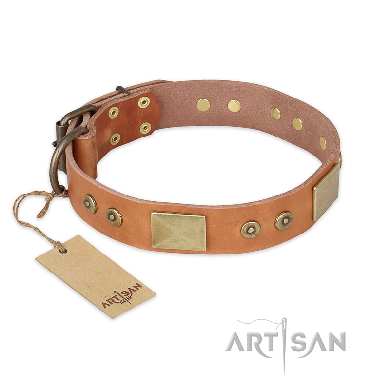 "The Middle Ages" FDT Artisan Handcrafted Tan Leather Sharpei Collar