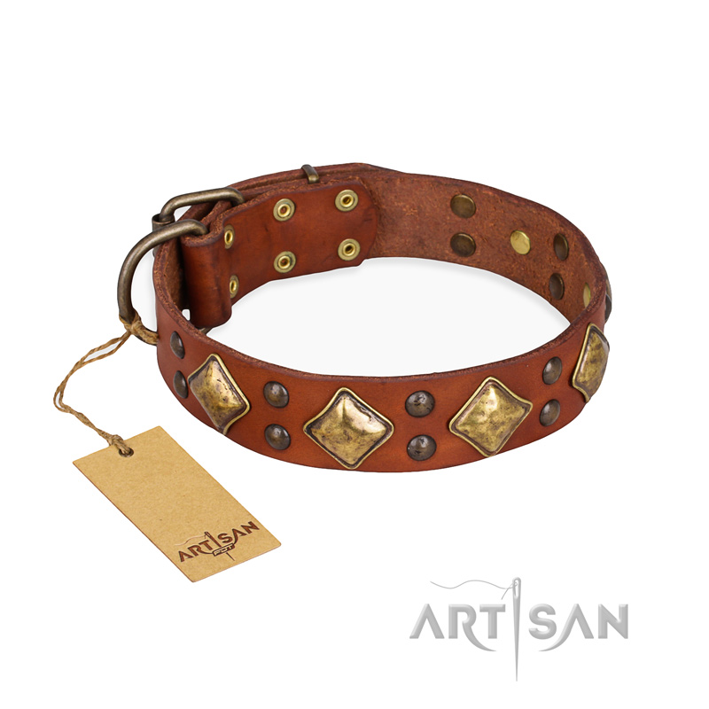 "Flight of Fancy" FDT Artisan Adorned Leather Sharpei Collar