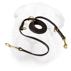 Leather Shar Pei Leash Equipped with Brass Hardware