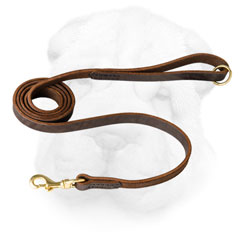 Leather Shar Pei Leash Equipped with Brass Snap Hook