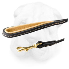 Leather Shar Pei Leash Equipped with Brass Snap Hook