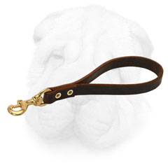 Brown Leather Leash for Shar Pei Easy Handling