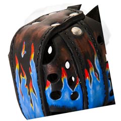 Strong and Durable Leather Muzzle with Unique Pattern of Blue Inner Flame
