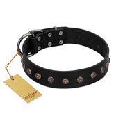 "Flower Rhapsody" FDT Artisan Premium Quaulity Black Leather Sharpei Collar