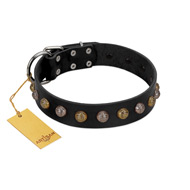 "Inky Prettification" FDT Artisan Black Leather Sharpei Collar with One Row of Studs