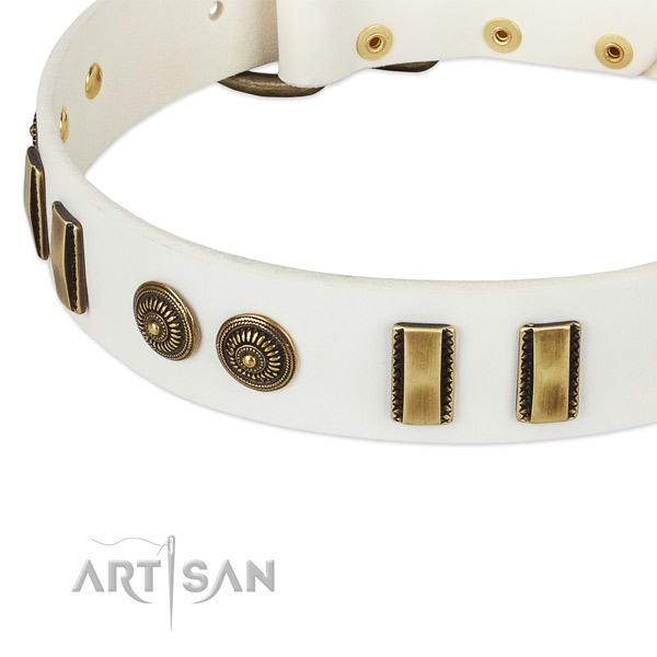 Rust resistant fittings on full grain natural leather dog collar for your pet