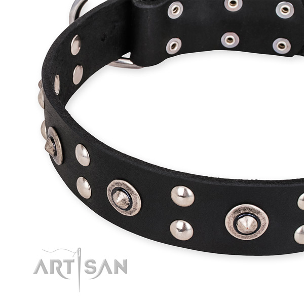 Full grain leather collar with corrosion proof D-ring for your handsome pet