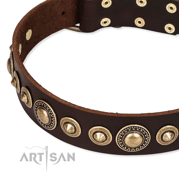 Soft to touch full grain leather dog collar handcrafted for your lovely doggie