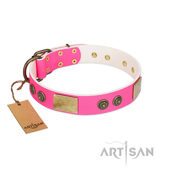 Inimitable full grain leather dog collar for easy wearing