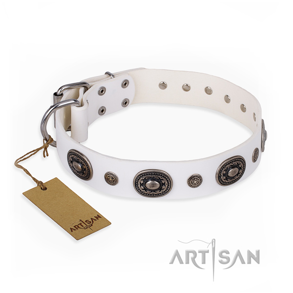 Strong full grain leather collar handcrafted for your canine