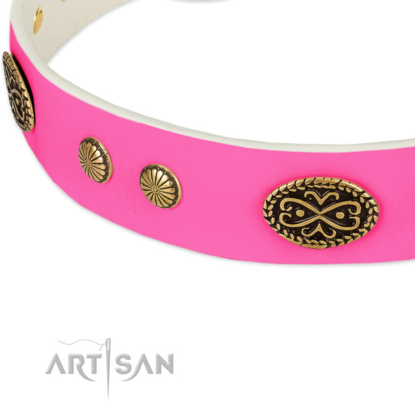 Rust-proof fittings on natural leather dog collar for your four-legged friend