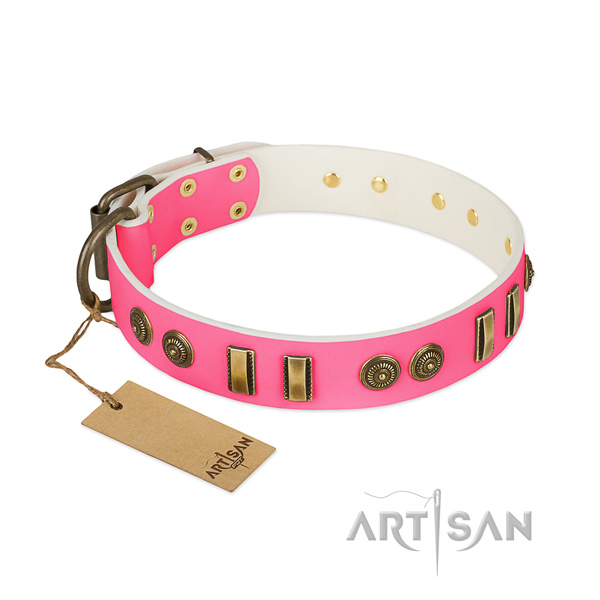 Fashionable natural leather collar for your pet