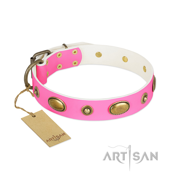 Easy wearing genuine leather collar for your doggie