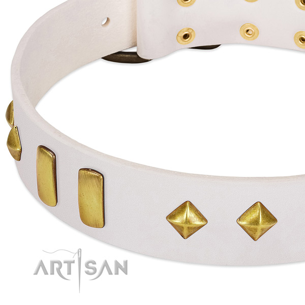 High quality full grain leather dog collar with corrosion proof buckle