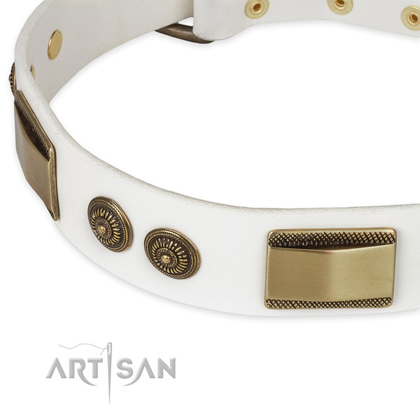 Reliable D-ring on full grain genuine leather dog collar for your dog