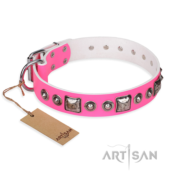 Leather dog collar made of top rate material with strong hardware