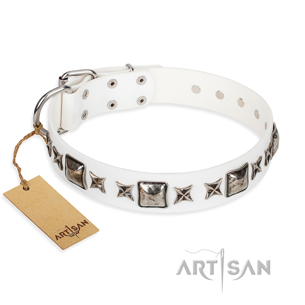 Leather dog collar made of top notch material with durable buckle