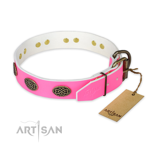 Strong embellishments on easy wearing dog collar