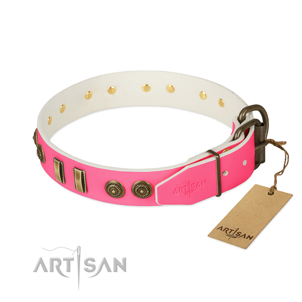 Rust-proof fittings on full grain leather dog collar for your four-legged friend