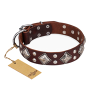 "King of Grace" FDT Artisan Stylish Leather Sharpei Collar with Old Silver-Like Plated Decorations