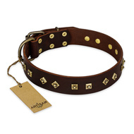 "Fashion Studs" FDT Artisan Decorated Leather Sharpei Collar with Old Bronze-Plated Steel Hardware "Fashion Studs" FDT Artisan Decorated Leather Sharpei Collar with Old Bronze-Plated Steel Hardware