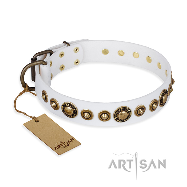 Flexible full grain genuine leather collar handcrafted for your four-legged friend