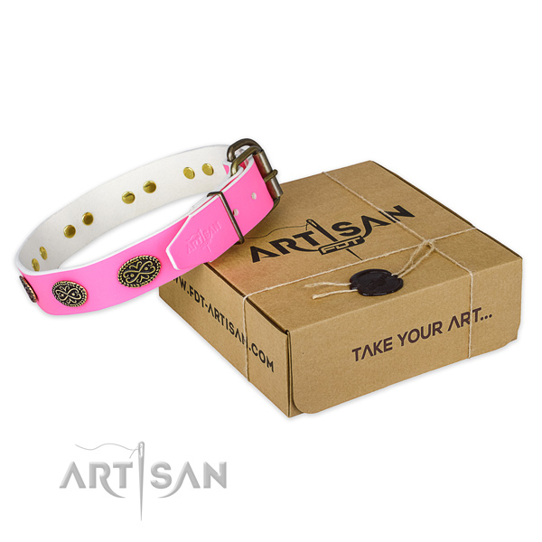 Rust resistant decorations on dog collar for easy wearing
