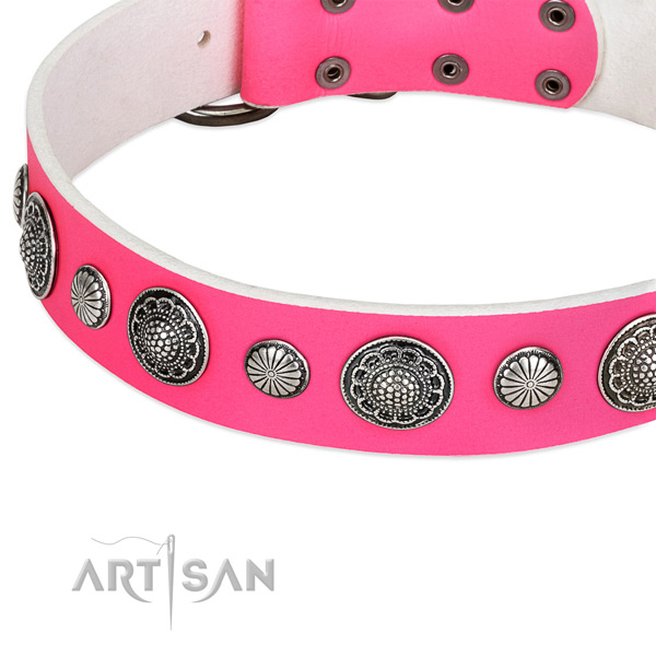 Full grain genuine leather collar with rust-proof hardware for your handsome doggie