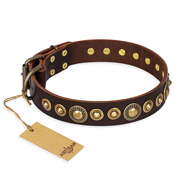 "Ancient Warrior" FDT Artisan Fancy Leather Sharpei Collar with Old-Bronze Plated Decorations "Ancient Warrior" FDT Artisan Fancy Leather Sharpei Collar with Old-Bronze Plated Decorations