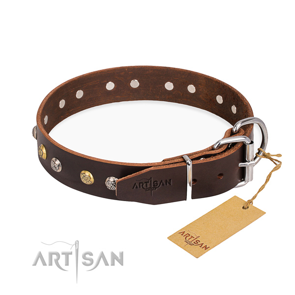 High quality leather dog collar crafted for daily walking