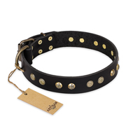 "Black Elegance" FDT Artisan Leather Sharpei Collar with Round Studs "Black Elegance" FDT Artisan Leather Sharpei Collar with Round Studs