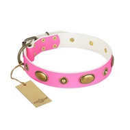 "Beauty Queen" FDT Artisan Pink Leather Sharpei Collar with Gentle Decorations "Beauty Queen" FDT Artisan Pink Leather Sharpei Collar with Gentle Decorations