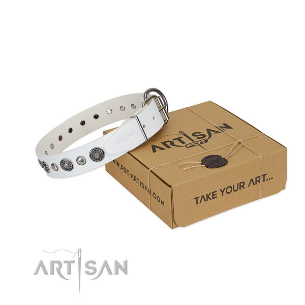 Leather collar with rust resistant traditional buckle for your beautiful doggie