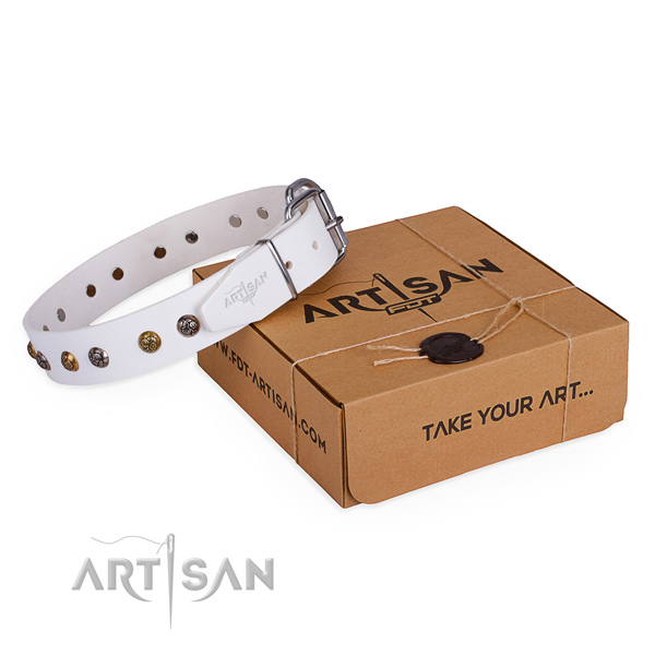 Handy use dog collar with Stylish reliable decorations