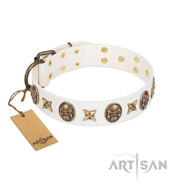 Comfortable natural genuine leather dog collar for easy wearing