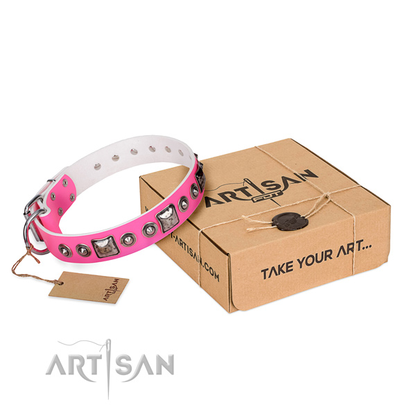 Reliable leather dog collar crafted for stylish walking