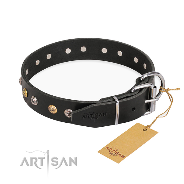 Top notch leather dog collar handcrafted for comfortable wearing