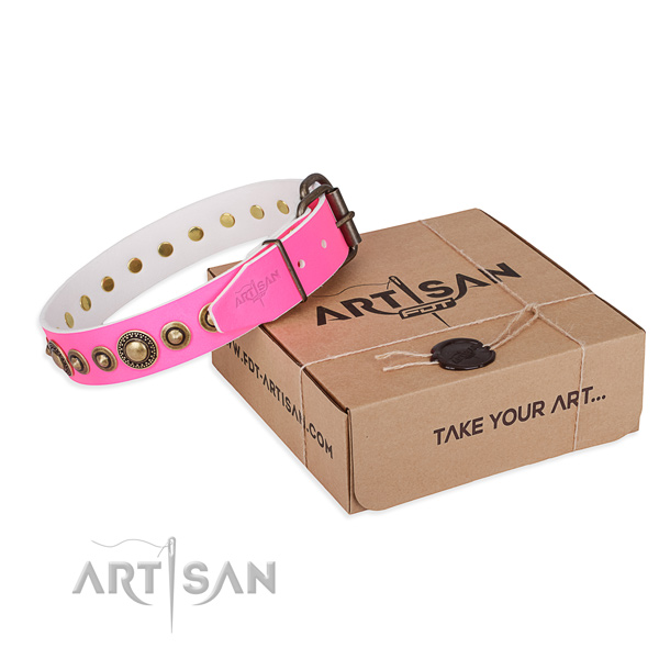 Best quality full grain natural leather dog collar handmade for daily use